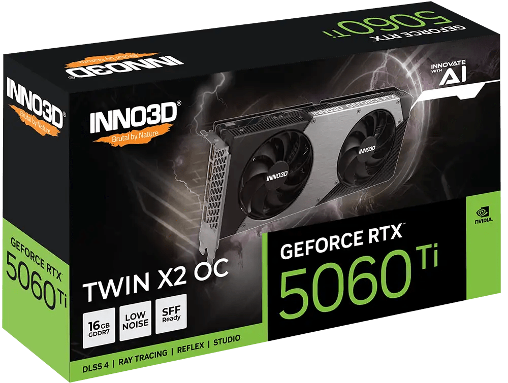 INNO3D GeForce RTX 5060 Ti Twin X2 OC 16GB GDDR7 Graphic Card | N506T2 - 16D7X - 191073N - 8886307700681 - Vektra Computers LLC INNO3D GeForce RTX 5060 Ti Twin X2 OC 16GB GDDR7 Graphic Card | N506T2 - 16D7X - 191073N - 8886307700681 - Vektra Computers LLC